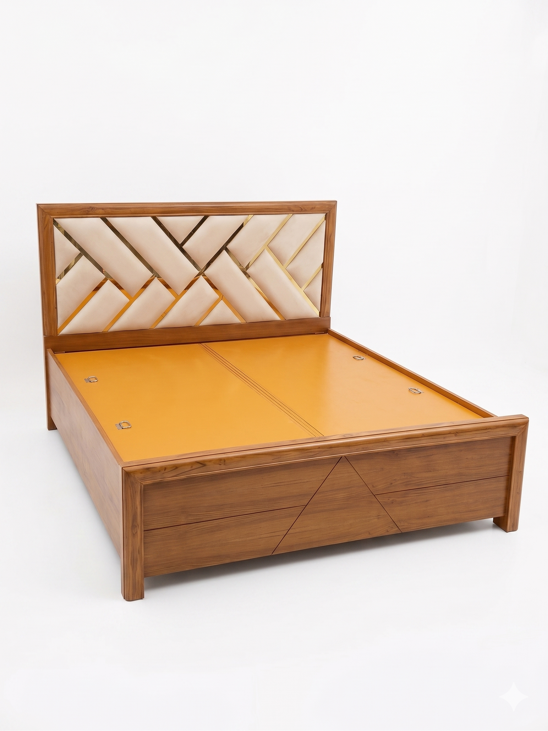 Natural Wood Herringbone Panel Bed - image 2