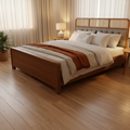 Cane Lattice and Tufted Panel Wooden Bed - image 1