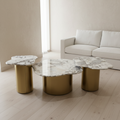 Round Marble-Top Coffee Table with Chrome Base – Model KD-689 - image 1