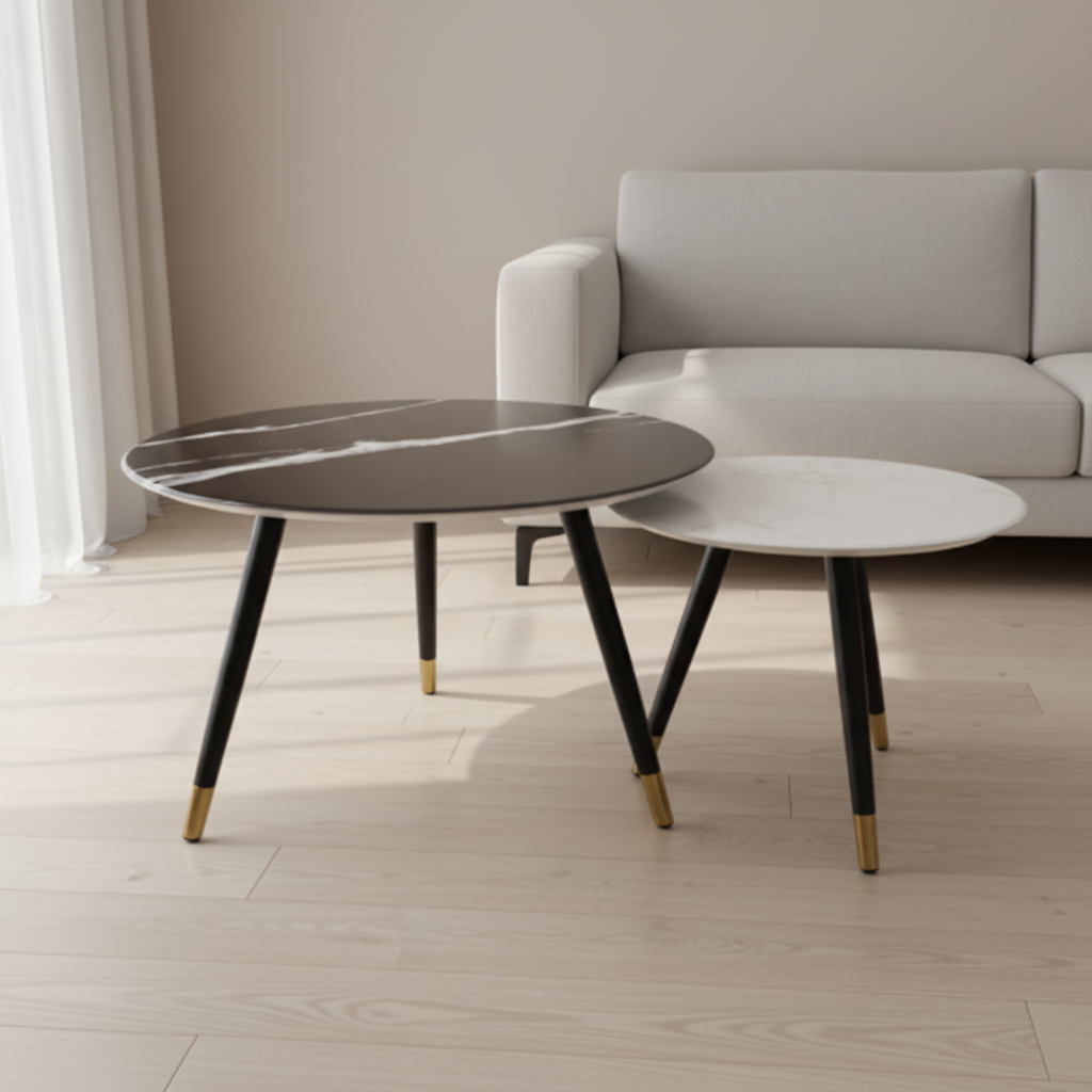 Rectangular Marble-Top Coffee Table with Black Metal Base – Model L-33 - image 1
