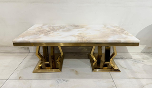 Round Marble-Top Side Table with Gold Base – Model T-005 - image 1