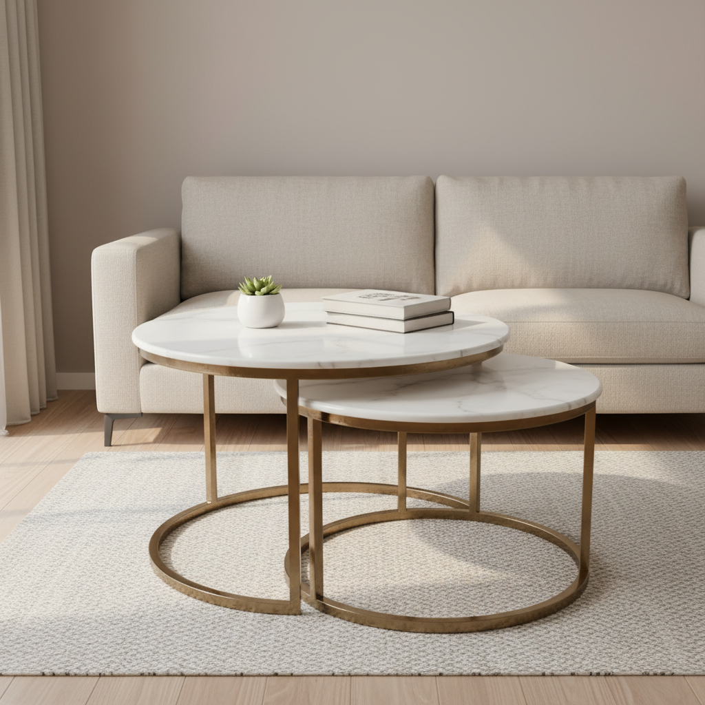 Rectangular Marble-Top Coffee Table with Wood Base – Model T-07 - image 1