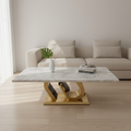 Rectangular Marble-Top Coffee Table with Wood Base – Model T-82 - image 1