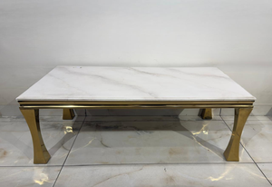 Round Marble-Top Coffee Table with Black Metal Base – Model T025 - image 1