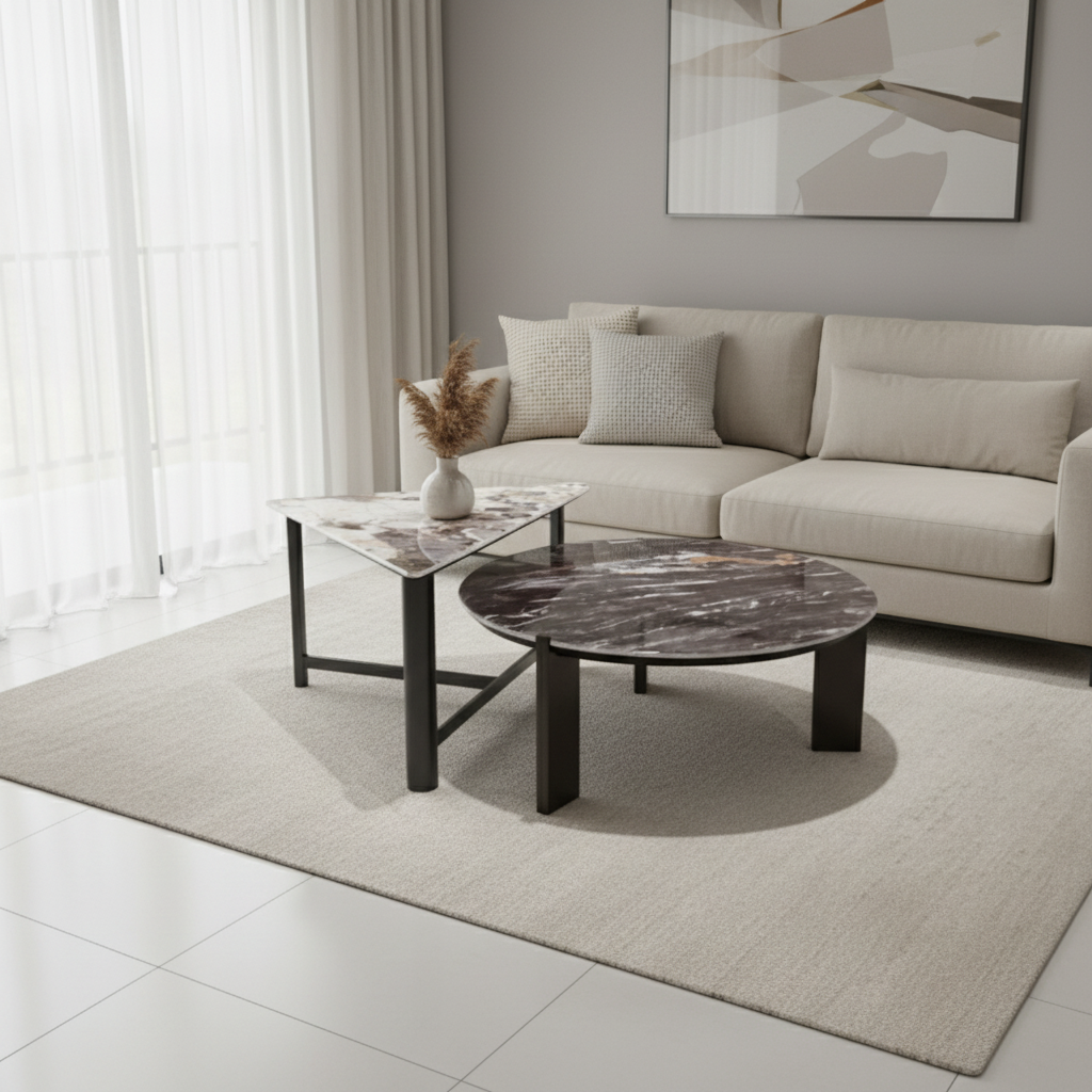 Round Marble-Top Coffee Table with Gold Base – Model TC-621 - image 1