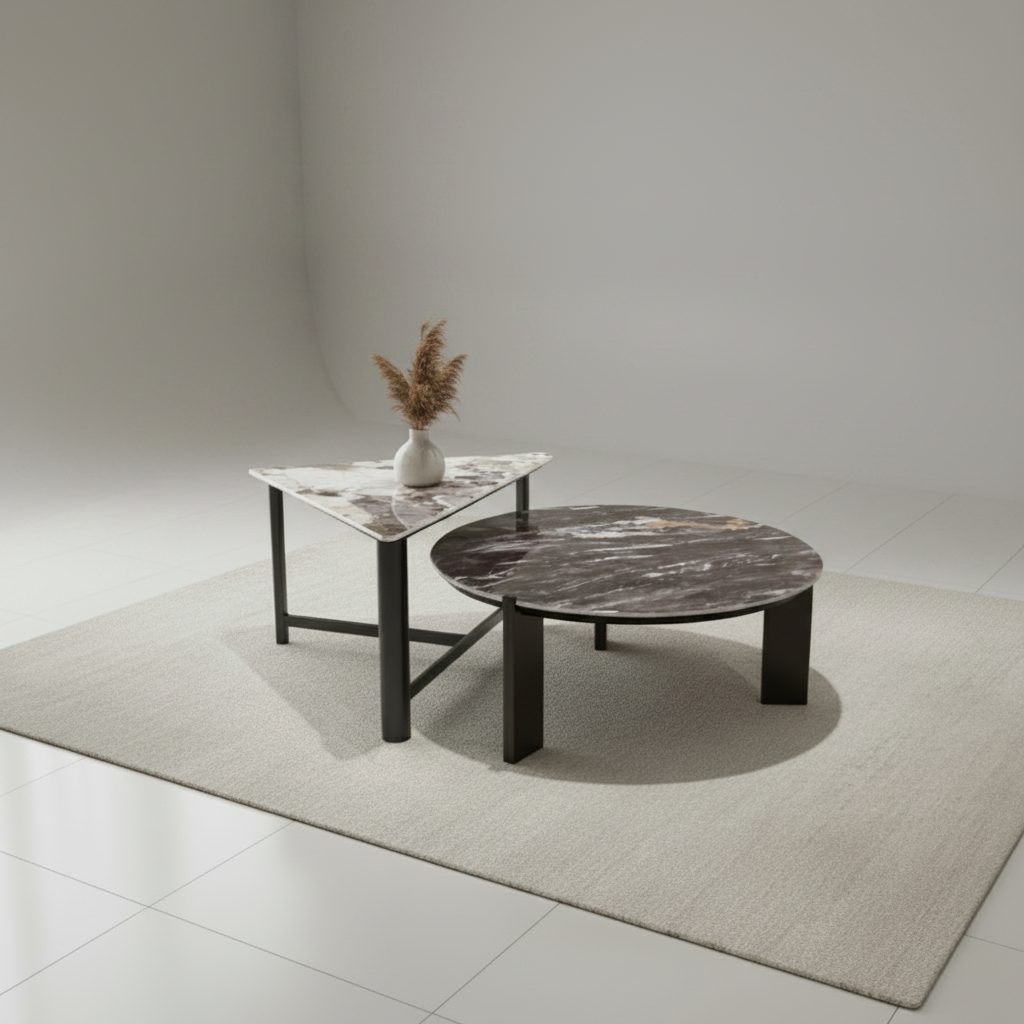 Round Marble-Top Coffee Table with Gold Base – Model TC-621 - image 2