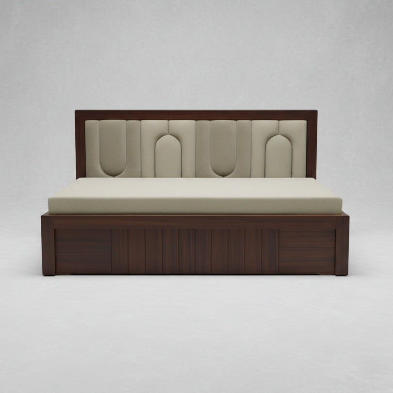 Modern Wooden Divan Cum Bed with Pull-Out Convertible Design & Upholstered Headboard