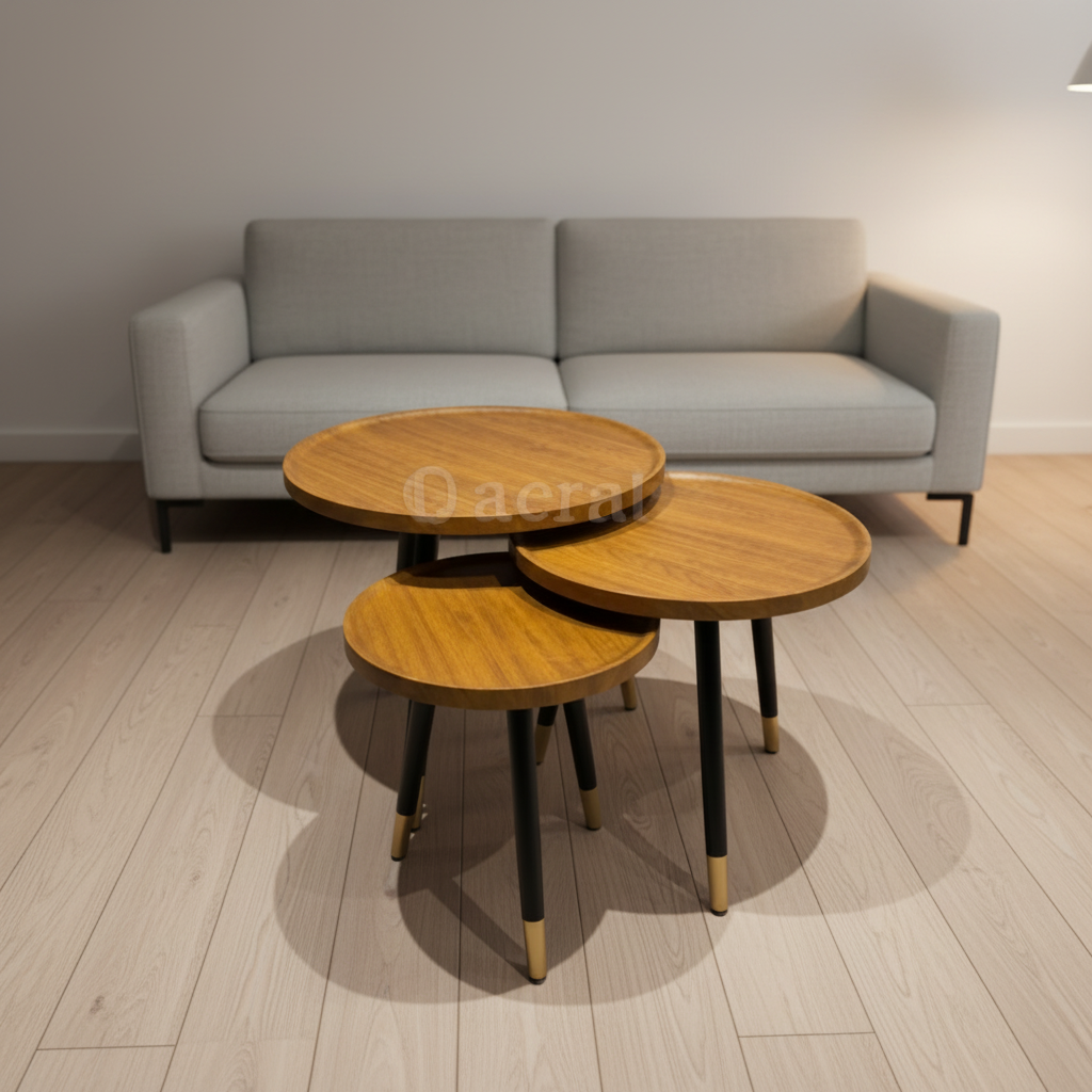 Round Marble-Top Side Table with Wood Base – Model YB-1-3 - image 1