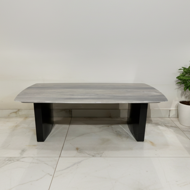 Rectangular Marble-Top Coffee Table with Black Metal Base – Model YC-007 - image 1