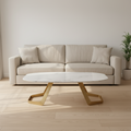 Rectangular Marble-Top Coffee Table with Gold Base – Model YS-130 - image 1
