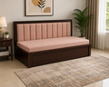 Peach Channel-Tufted Sofa cum Bed - image 2