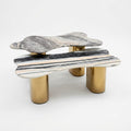 Sculptural Multi-Marble Coffee Table on Gold Legs - image 1
