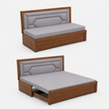 Grey Diamond-Quilted Sofa cum Bed with Storage - image 1