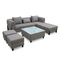 Grey L-Shaped Sectional Sofa Set with Ottomans - image 1