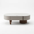 Oval Marble Coffee Table with Storage Drawer - image 1