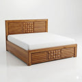 Golden Teak Lattice Fretwork Bed - image 1