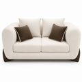 Cream Loveseat with Wood Trim Base - image 1