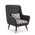 Charcoal Wingback Chair with Elephant Print Accent - image 1
