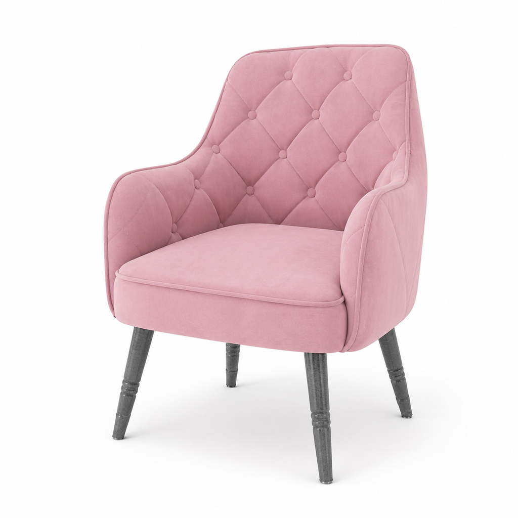 Dusty Pink Tufted Velvet Armchair