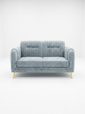 Dusty Blue Channel-Tufted Loveseat - image 1