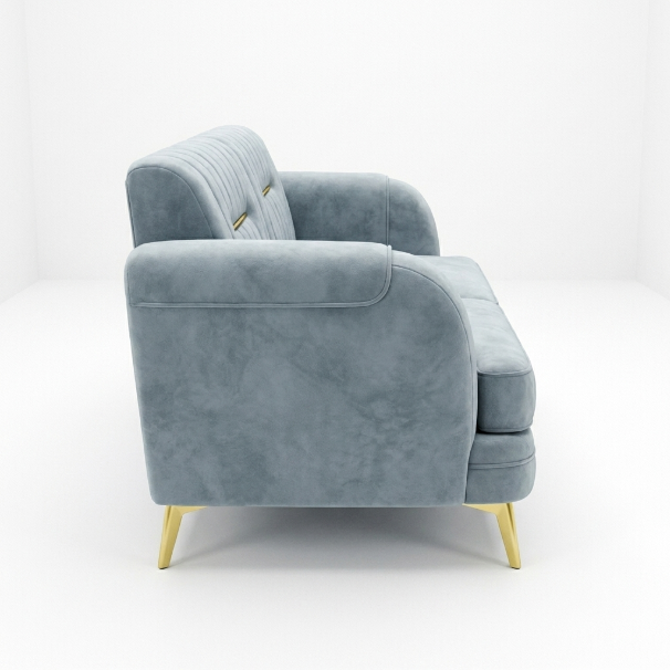 Dusty Blue Channel-Tufted Loveseat - image 2