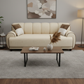 Cream Channel-Tufted Low-Profile Sofa