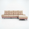 Beige L-Shaped Sectional Sofa with Low Chaise - image 1
