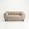 Beige Channel-Tufted Curved Loveseat - image 1