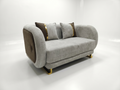 Grey Textured Loveseat with Round Open Armrests - image 1