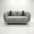 Grey Textured Loveseat with Round Open Armrests - image 1