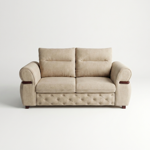 Beige Diamond-Tufted Classic Sofa - image 1