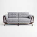 Grey Woven Diamond-Stitched Mid-Century Sofa - image 1
