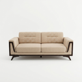 Tan Diamond-Stitched Sofa with Angled Wood Legs - image 1