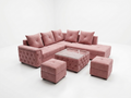 Dusty Pink Velvet L-Shaped Sectional Sofa Set - image 1
