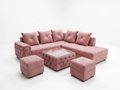 Dusty Pink Velvet L-Shaped Sectional Sofa Set - image 1
