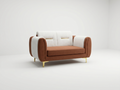 Two-Tone White and Terracotta Compact Loveseat - image 1