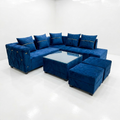 Royal Blue Velvet U-Shaped Sectional Sofa Set - image 1