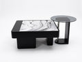 Black Marble Storage Coffee Table with Glass Side Table - image 1