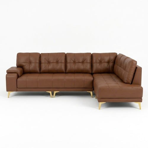 Brown Leather L-Shaped Sectional Sofa - image 1