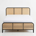 Cane Woven Panel Metal-Frame Bed - image 1