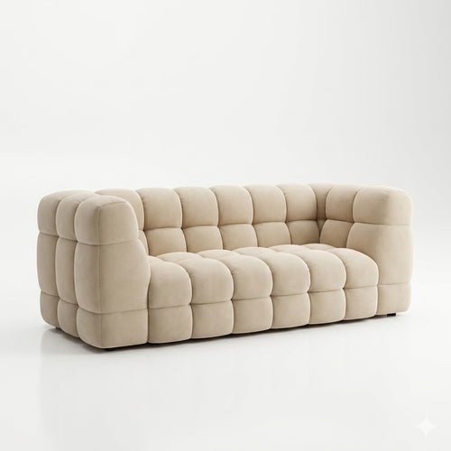 Cream Channel-Tufted Modular Sofa - image 1