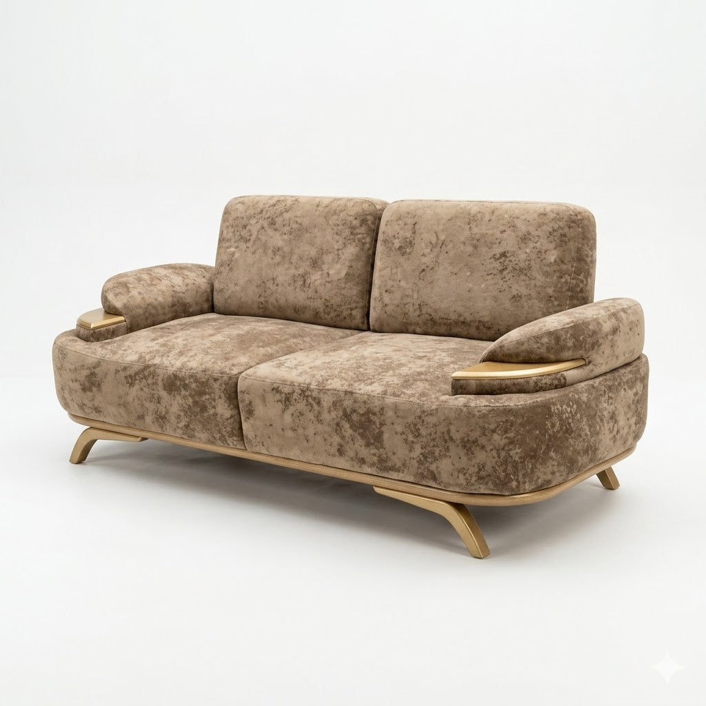 Taupe Textured Fabric Loveseat - image 2