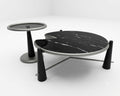 Smoked Glass and Black Marble Side Table Duo - image 1
