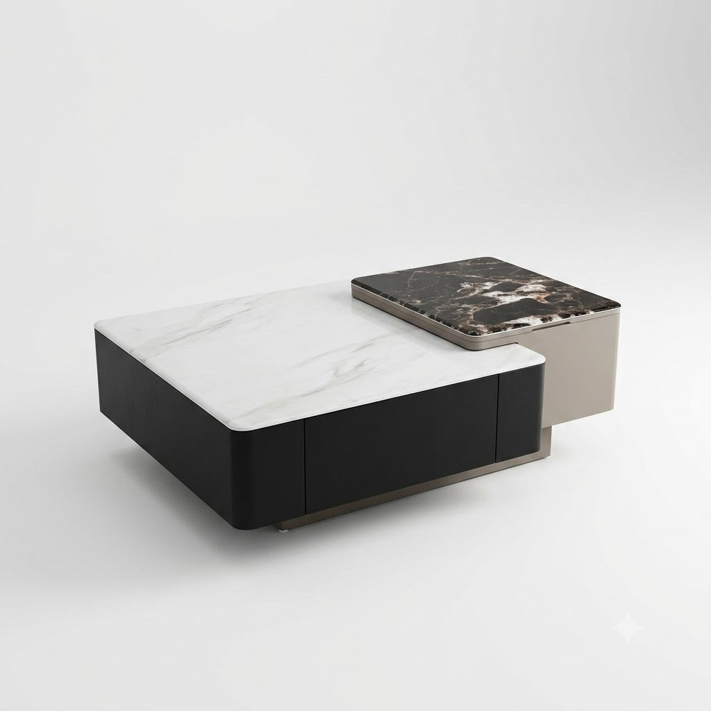 Marble and Stone Storage Coffee Table Duo - image 1