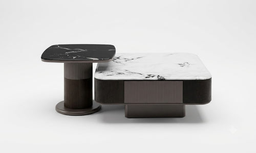 Black and White Marble Coffee Table Duo - image 1