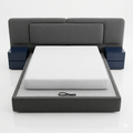 Charcoal Fabric Storage Bed with Bolster Cushions - image 1