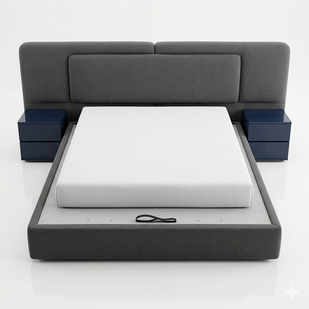 Charcoal Fabric Storage Bed with Bolster Cushions - image 1