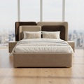 Two-Tone Angled Fabric Storage Bed with Drawer - image 1