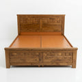 Golden Teak Parquet Bed with Drawers - image 1