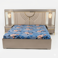 Mirrored Panel Art-Deco Bed with Lamp Nightstand - image 1
